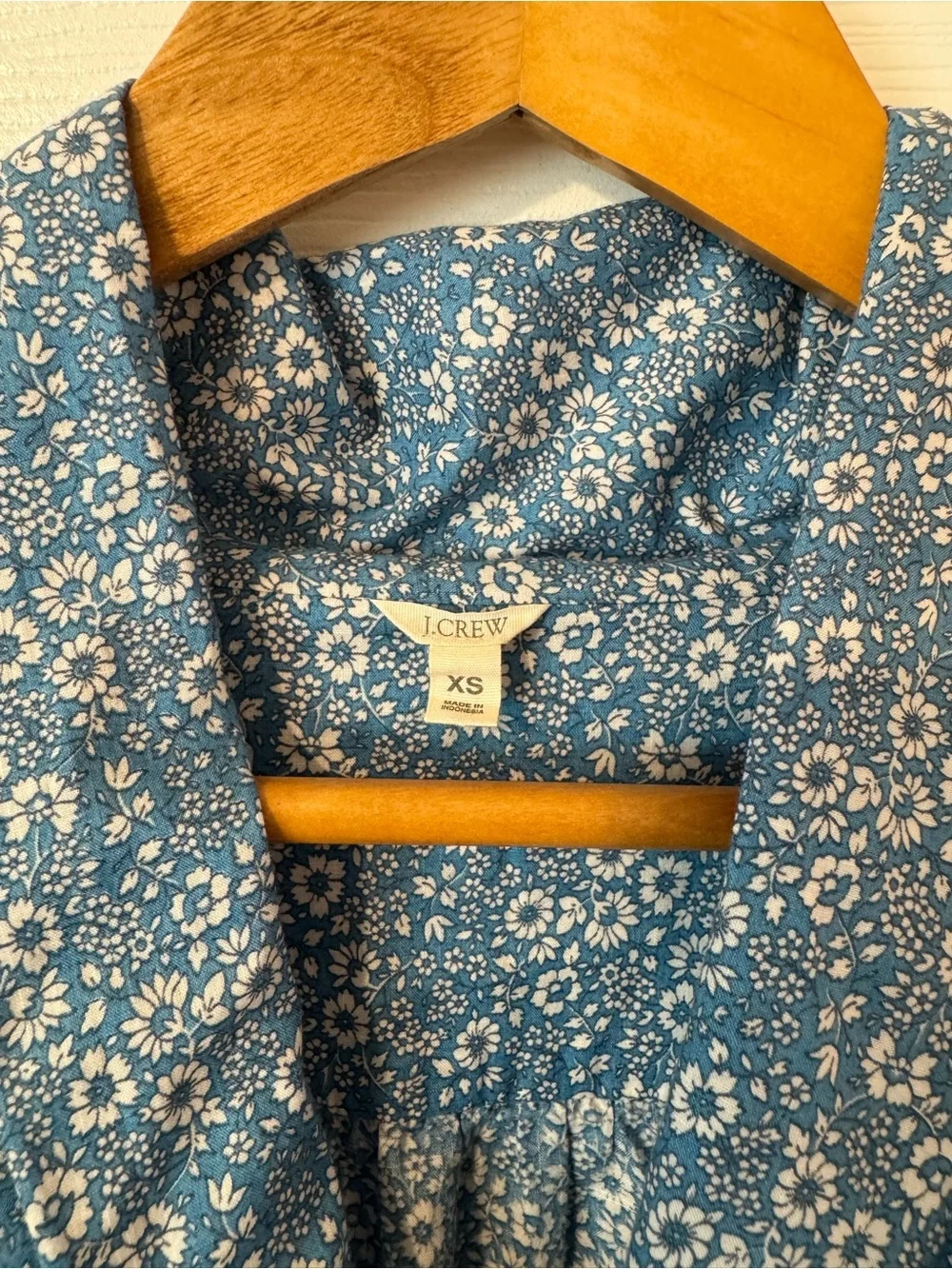 J. Crew Blue and White Floral Shirt
